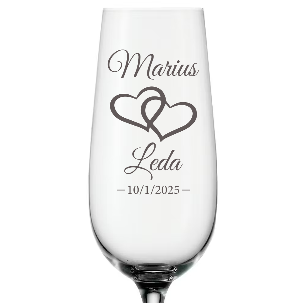 Copa champan corazones boda