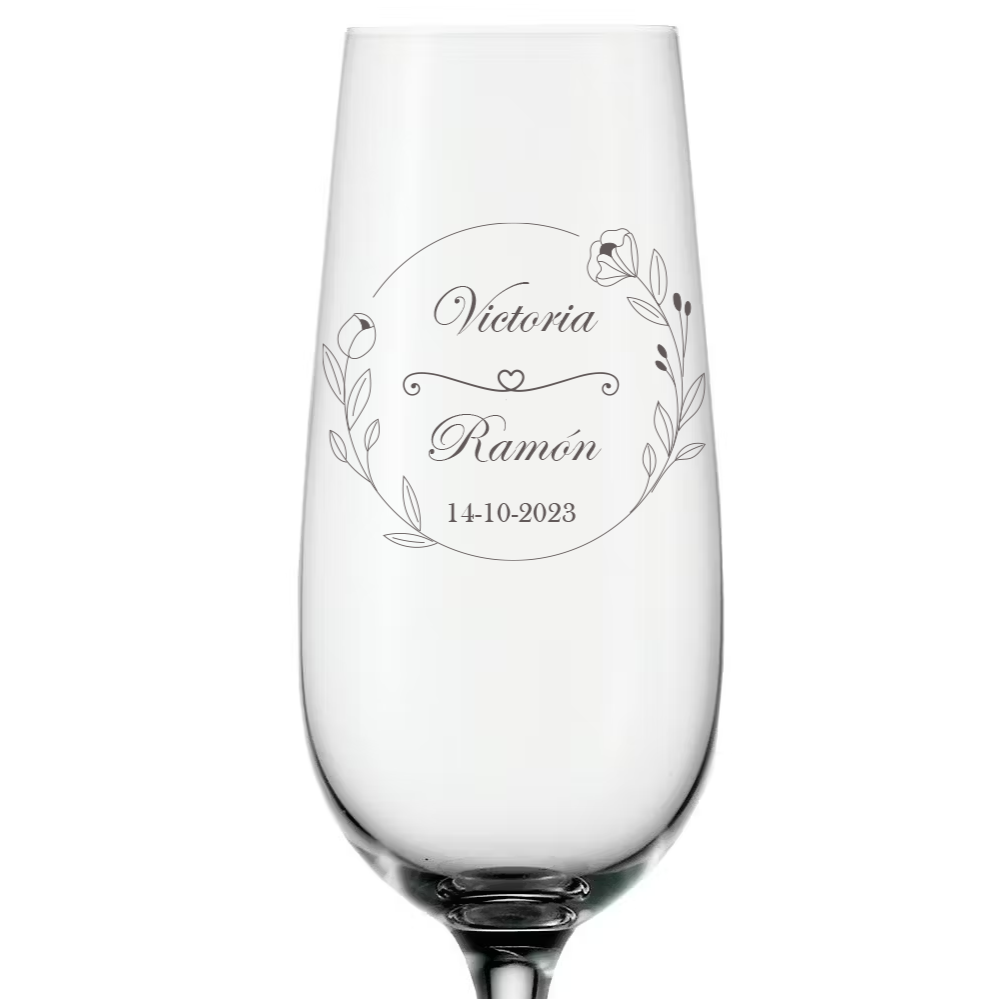 Copa champan flores boda