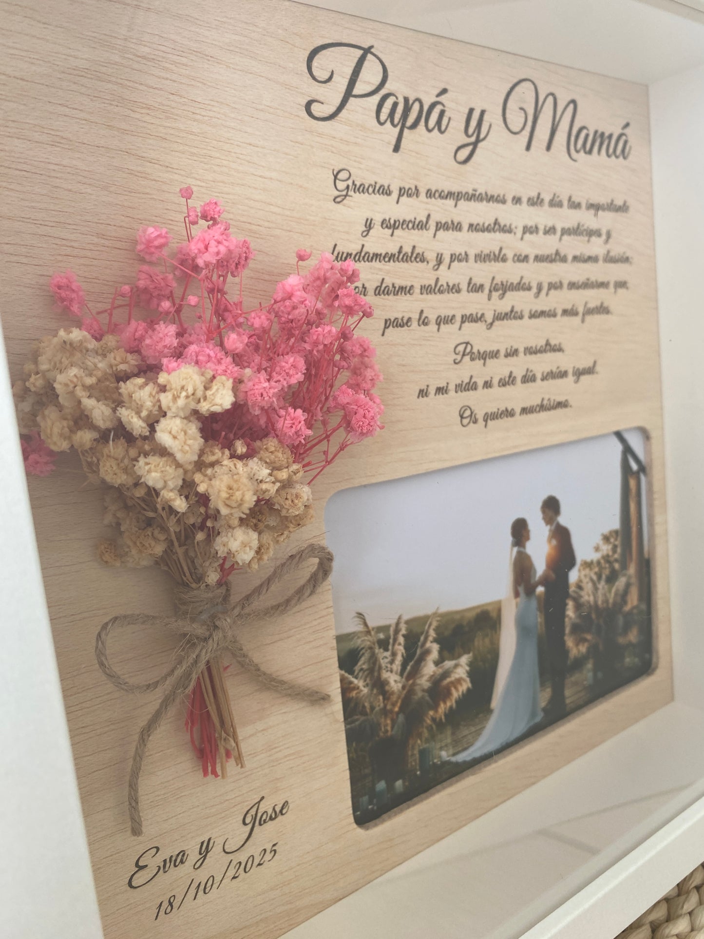 Marco padres boda madera