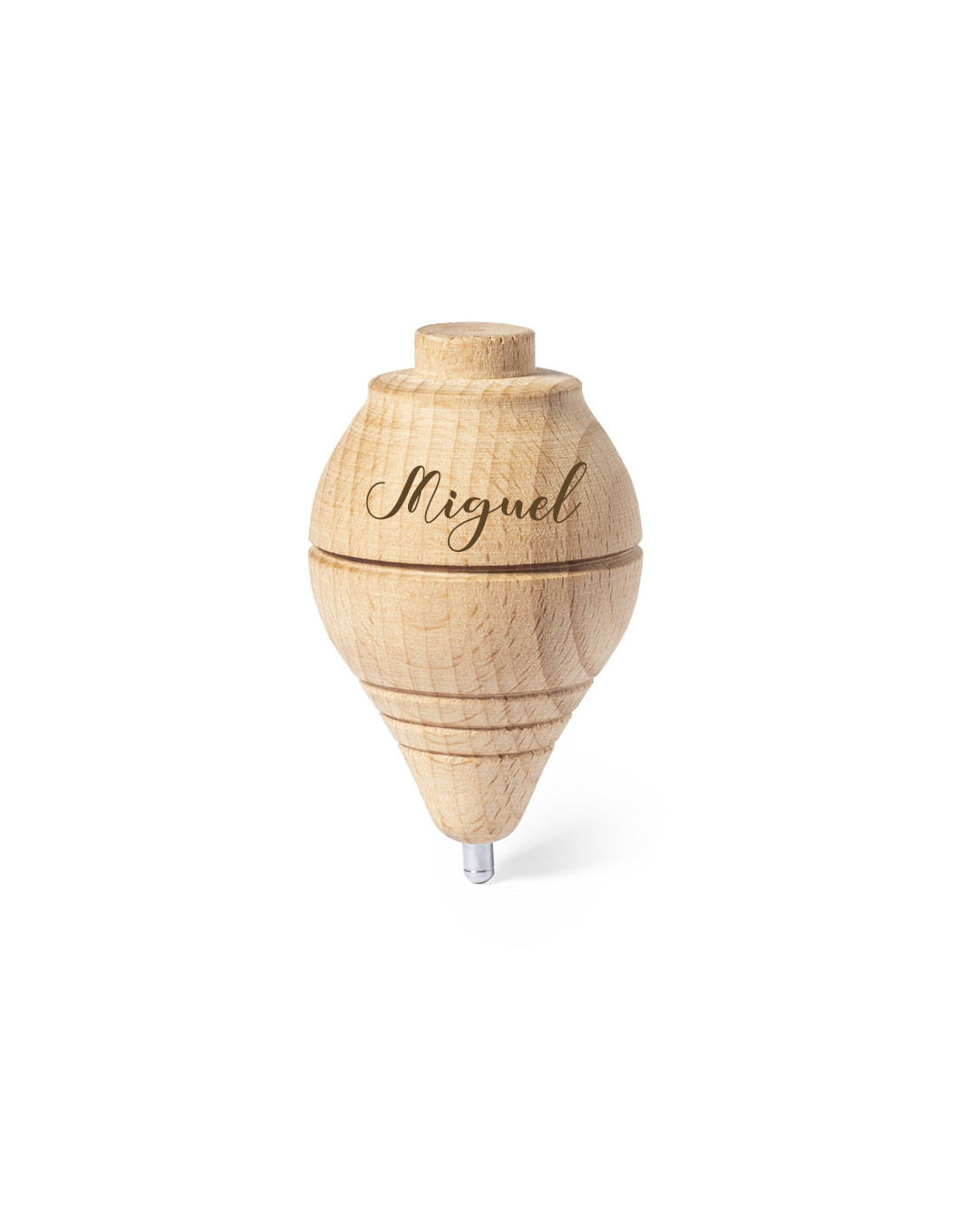Peonza de madera grabada