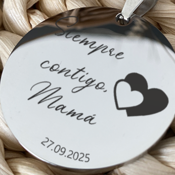 Medalla de acero mamá corazon