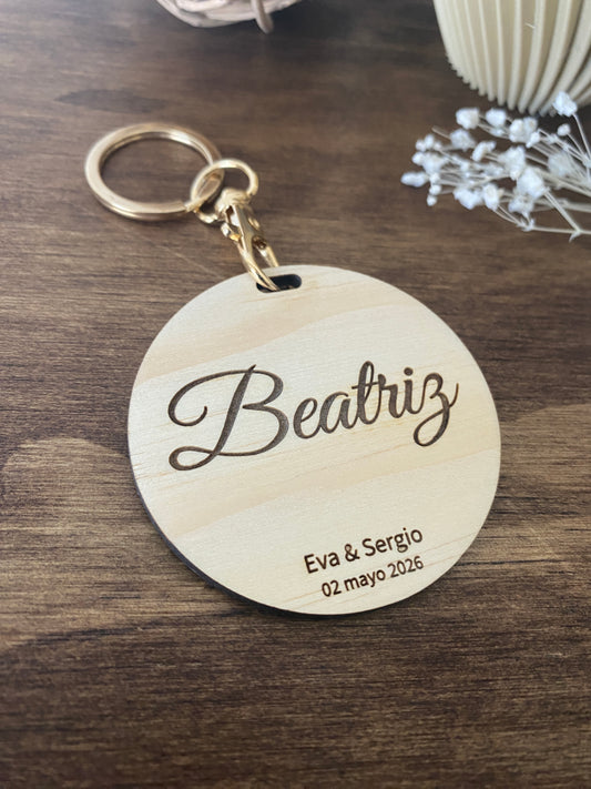 Llavero circulo madera natural
