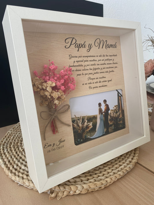 Marco padres boda madera